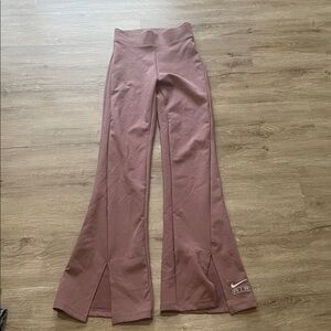 Nike Dusty Rose Flare Leggings with Ankle Slits